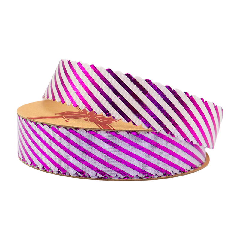 2.5cm 3.8cm diagonal stripes polyester ribbon for decoration