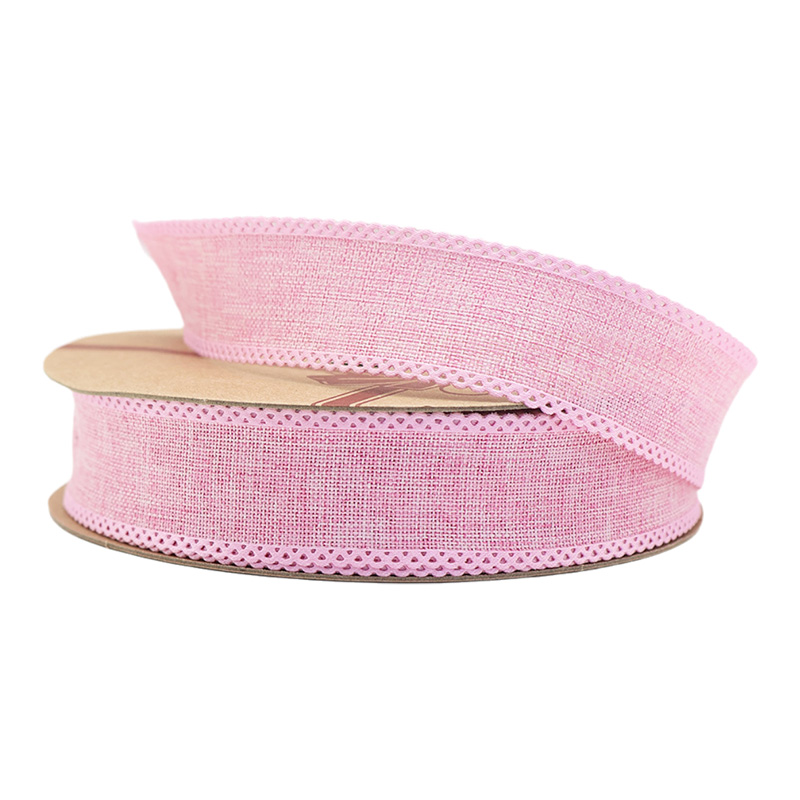 Solid Color 2.5cm 3.8cm wavy edge fine linen ribbon