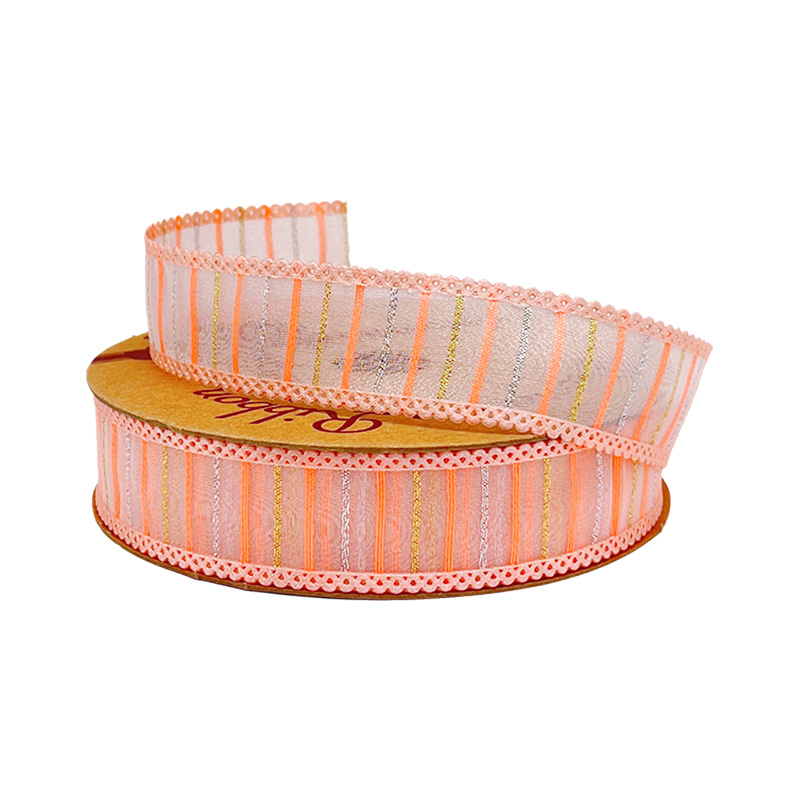 2.5cm 3.8cm horizontal stripes polyester ribbon for hairclip bow