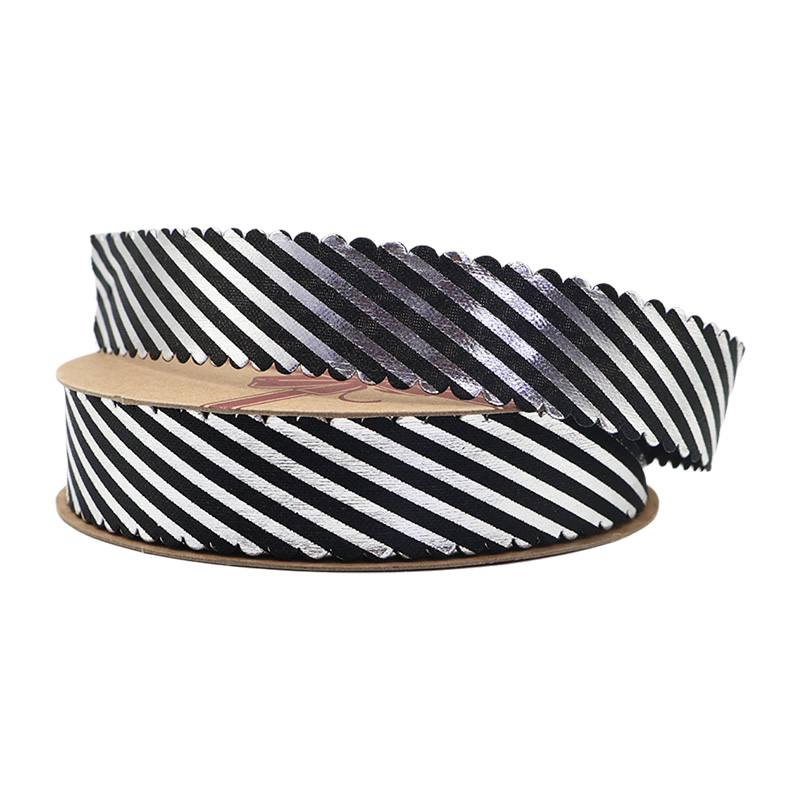 2.5cm 3.8cm diagonal stripes polyester ribbon for decoration