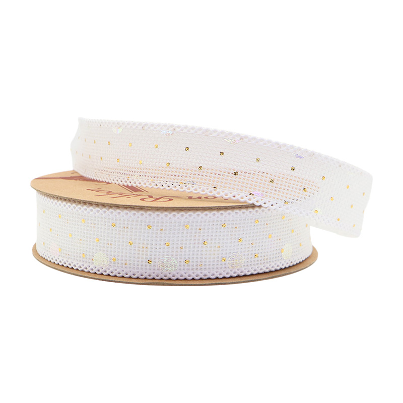 2.5cm 3.8cm Straight edge burlap ribbon with dots