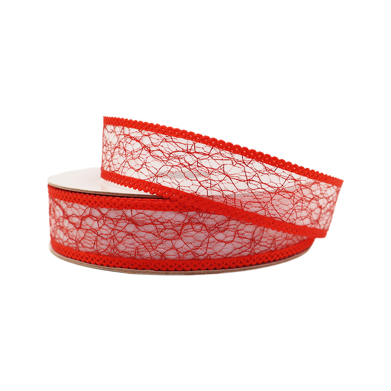 2.5cm 3.8cm shiny fishing net polyester ribbon for decoration