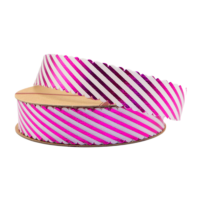 2.5cm 3.8cm diagonal stripes polyester ribbon for decoration