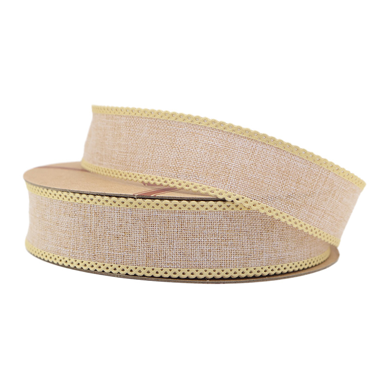 Solid Color 2.5cm 3.8cm wavy edge fine linen ribbon