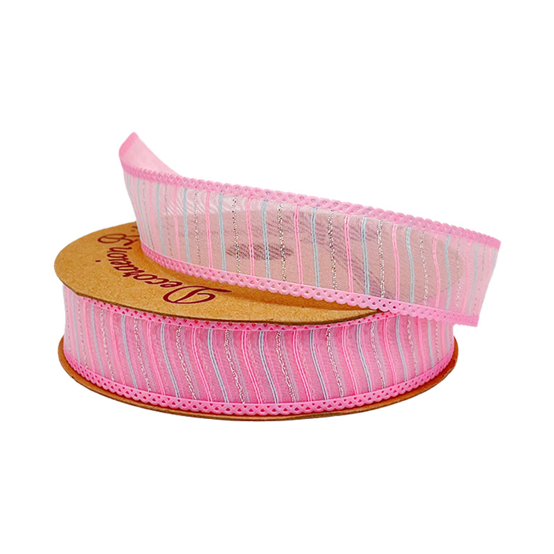 2.5cm 3.8cm horizontal stripes polyester ribbon for hairclip bow