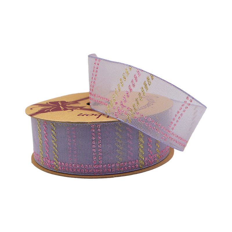 2.5cm 3.8cm shiny grid polyester ribbon for hairclip bow