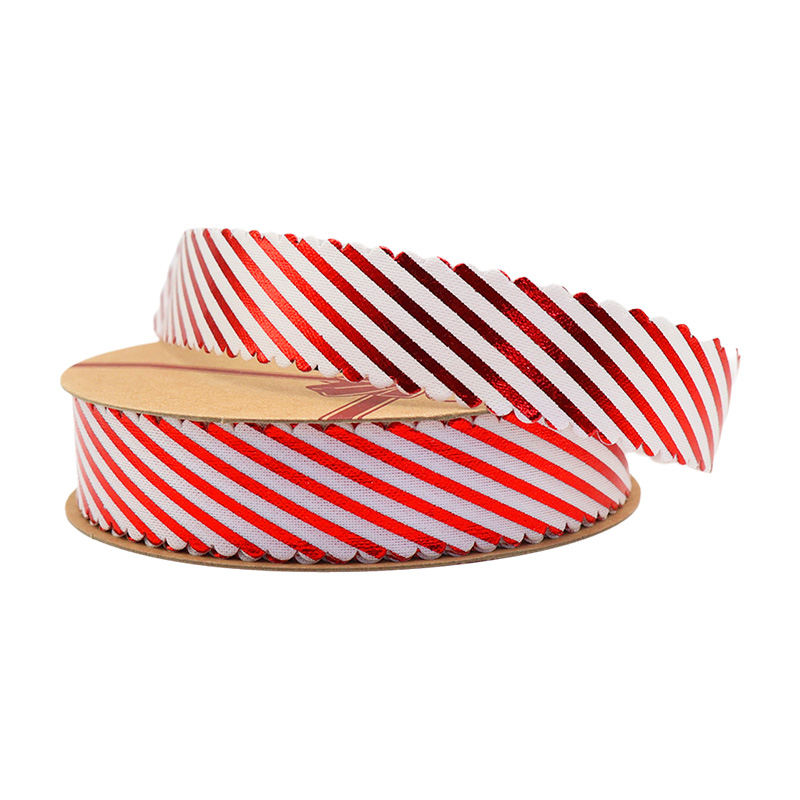 2.5cm 3.8cm diagonal stripes polyester ribbon for decoration