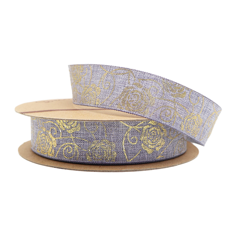 2.5cm 3.8cm Straight edge golden rose fine linen ribbon