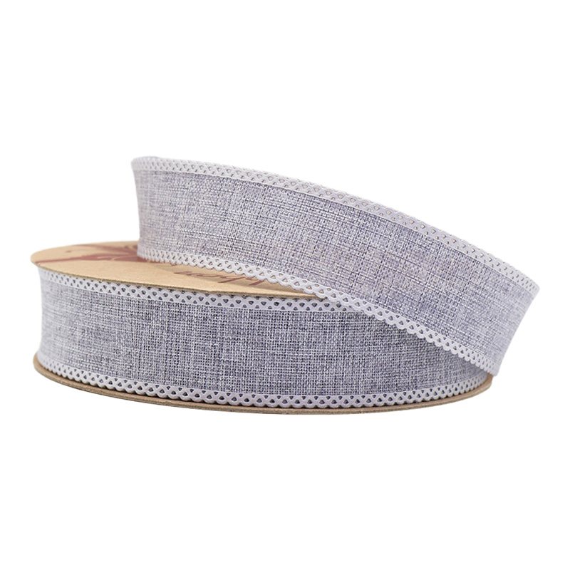 Solid Color 2.5cm 3.8cm wavy edge fine linen ribbon