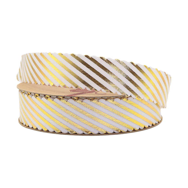 2.5cm 3.8cm diagonal stripes polyester ribbon for decoration