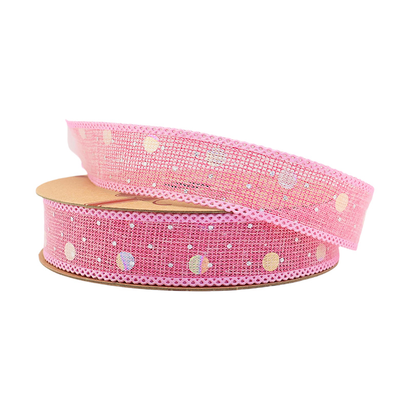 2.5cm 3.8cm Straight edge burlap ribbon with dots