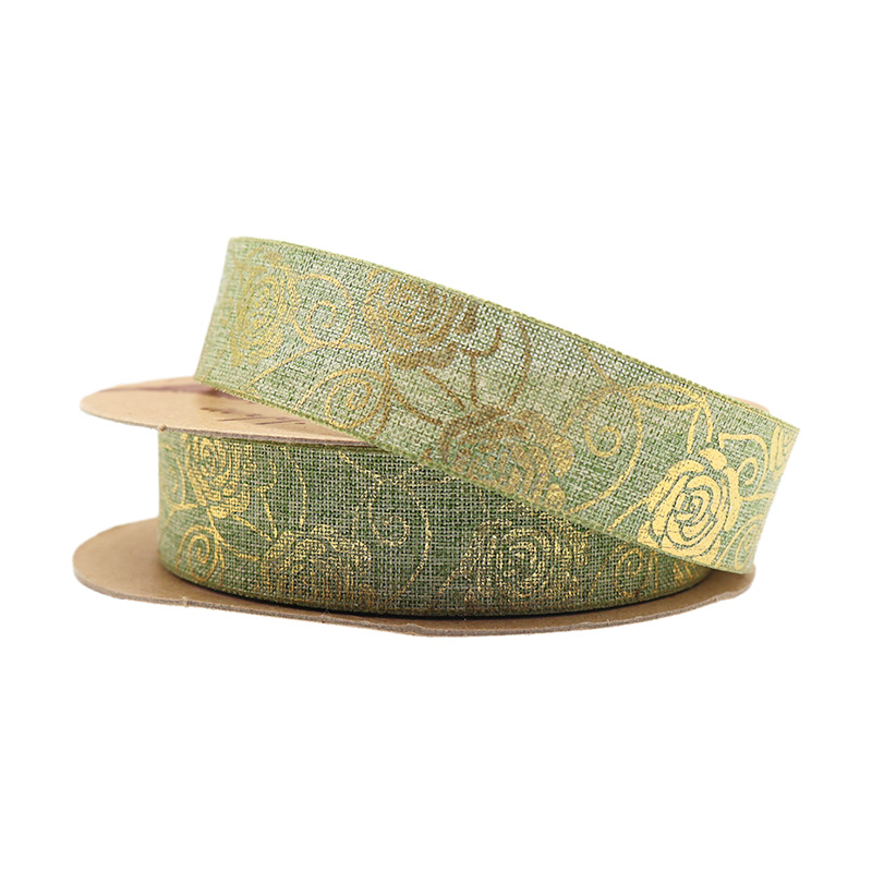 2.5cm 3.8cm Straight edge golden rose fine linen ribbon