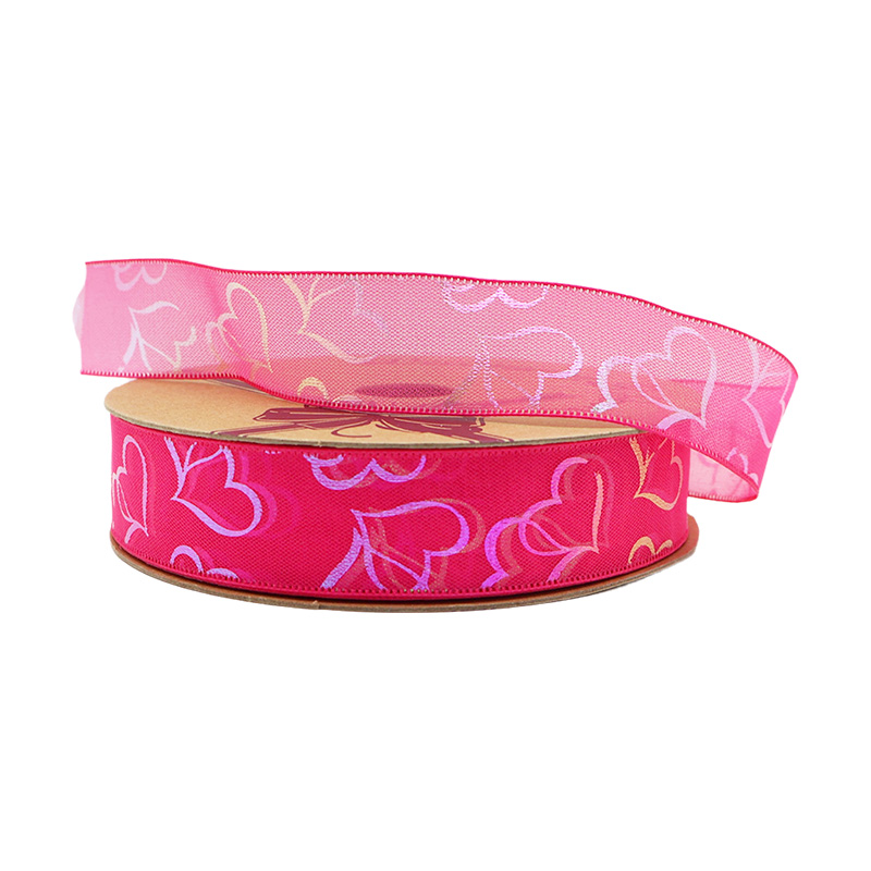 2.5cm 3.8cm big heart polyester ribbon for hairclip bow